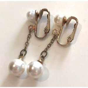 Elegant Clip On Earrings Classic Pearl Drop & Dangle Mid Century Dressy Jewelry